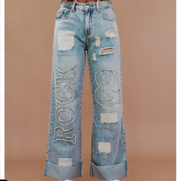 Oli & Hali Rock & Roll Mineral Washed Jeans Women’s Denim Jeans Wide Leg S106 - Picture 8 of 10